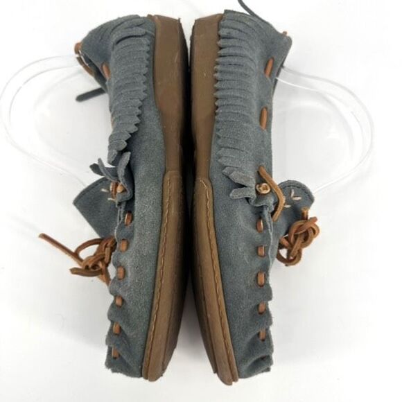 Minnetonka Southwestern Fringe Size 8.5 Suede Moccasins Loafers Boho Hard Sole - Picture 4 of 9